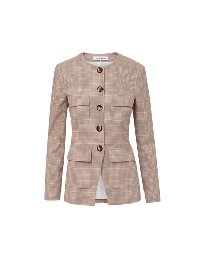Veronica Beard Orrin Plaid Jacket - Hazelnut Multi