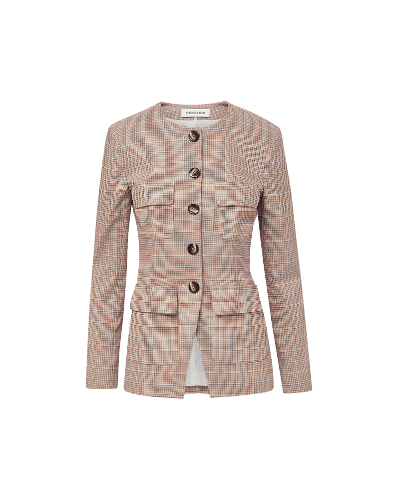 Veronica Beard Orrin Plaid Jacket - Hazelnut Multi