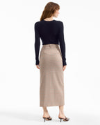 Veronica Beard Maxine Plaid Midi Skirt - Hazelnut Multi