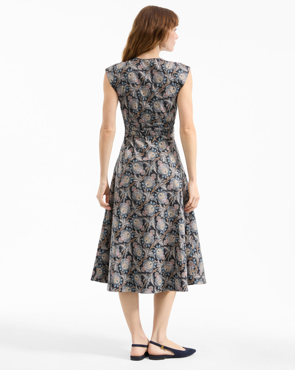 Veronica Beard Nilsen Belted Midi Dress - Black Multi