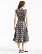 Veronica Beard Nilsen Belted Midi Dress - Black Multi
