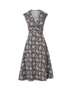 Veronica Beard Nilsen Belted Midi Dress - Black Multi