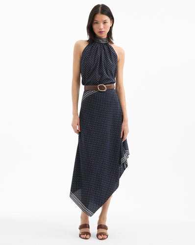 Veronica Beard Hartley Asymmetrical Skirt - Navy Multi