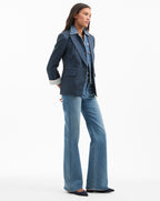 Veronica Beard Obie Pinstripe Dickey Jacket - Blue/Dove White
