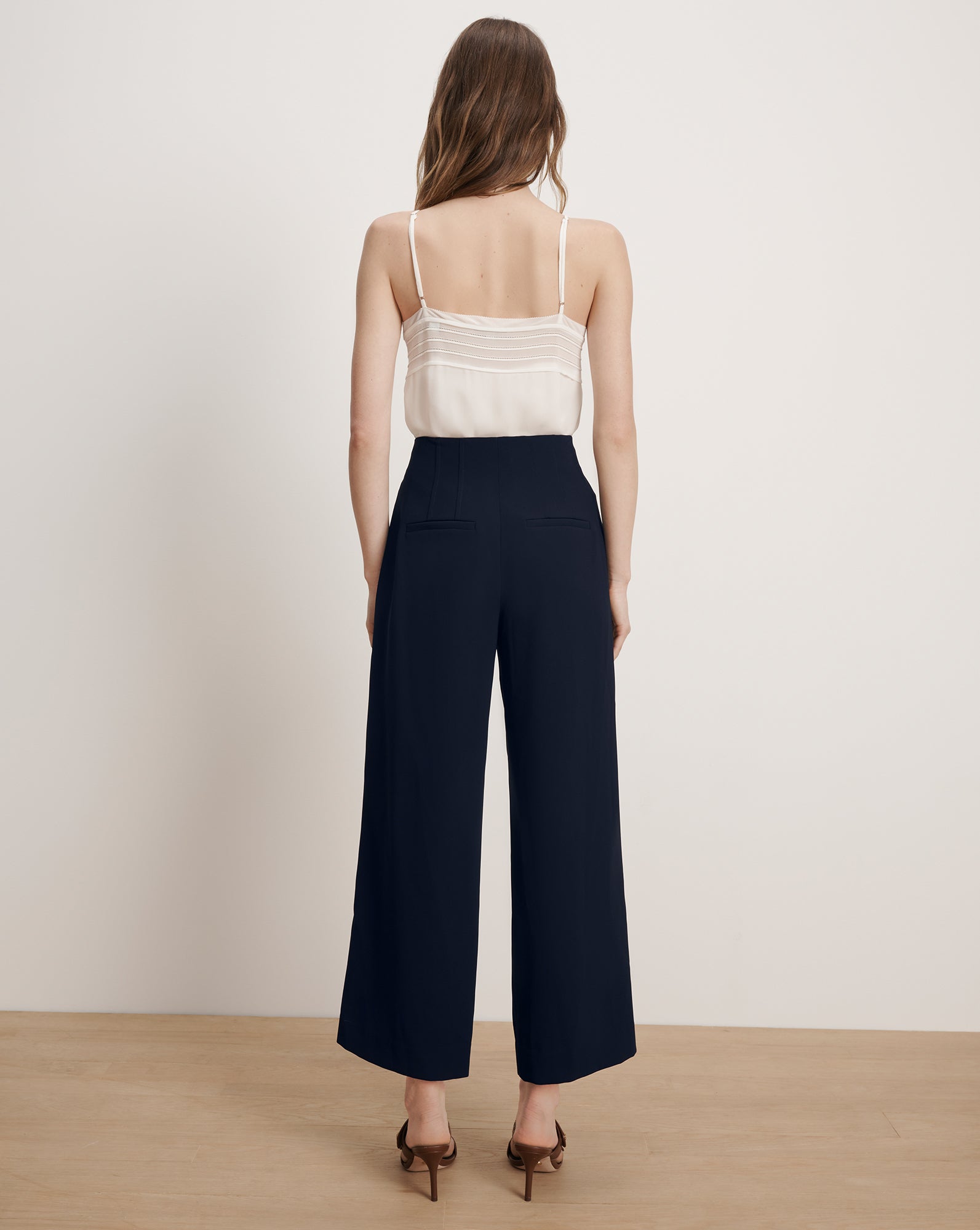 Ellin Cropped Wide-Leg Pant in Navy | Veronica Beard