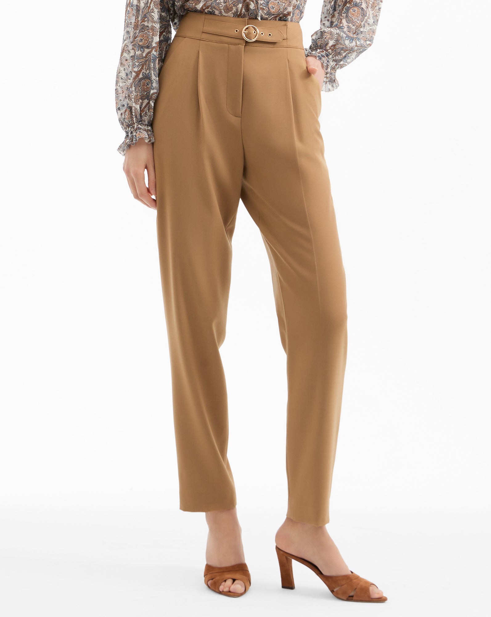 Wisteria Tapered Pant in Light Brown | Veronica Beard