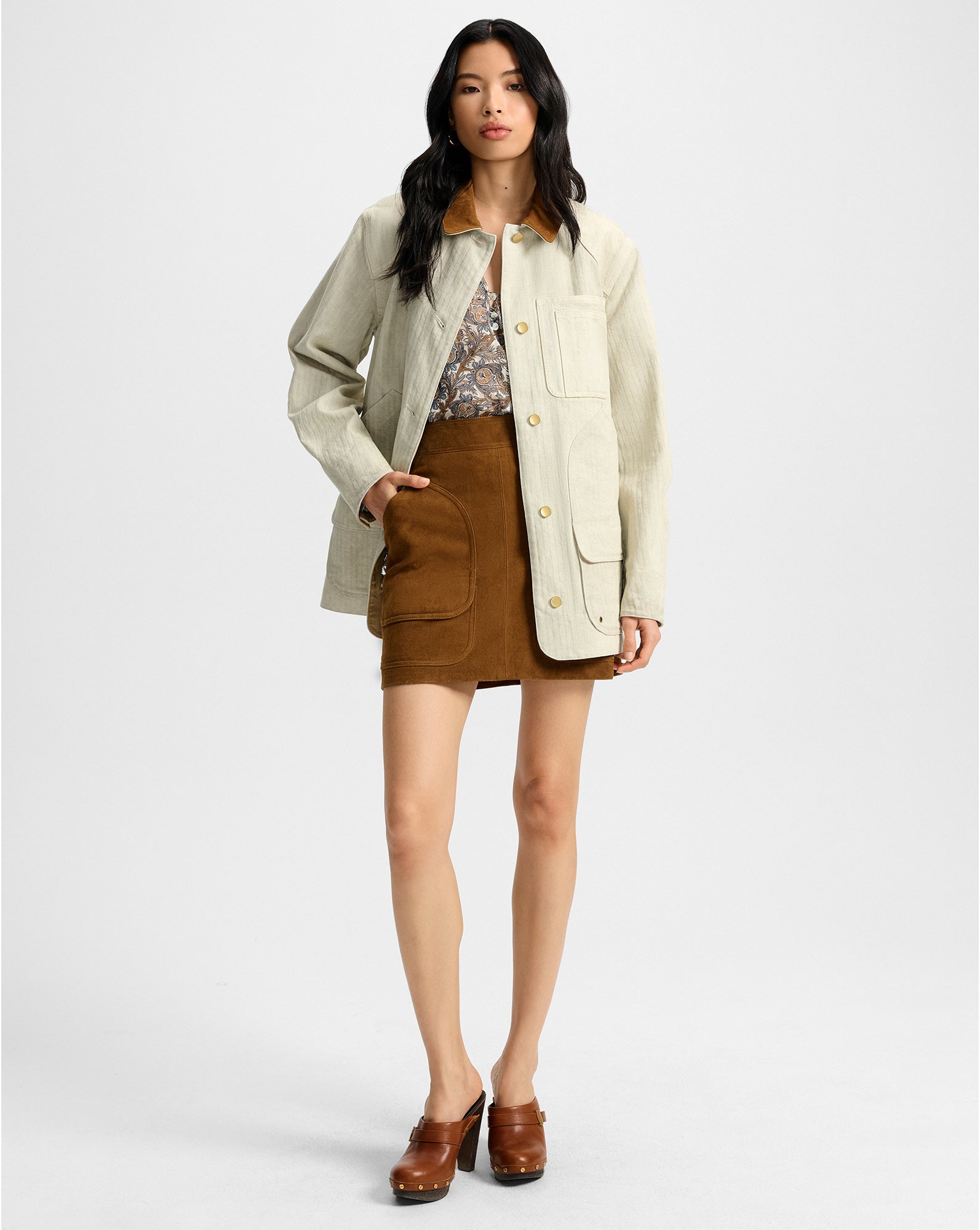 Abbas Chore Jacket in Cream | Veronica Beard