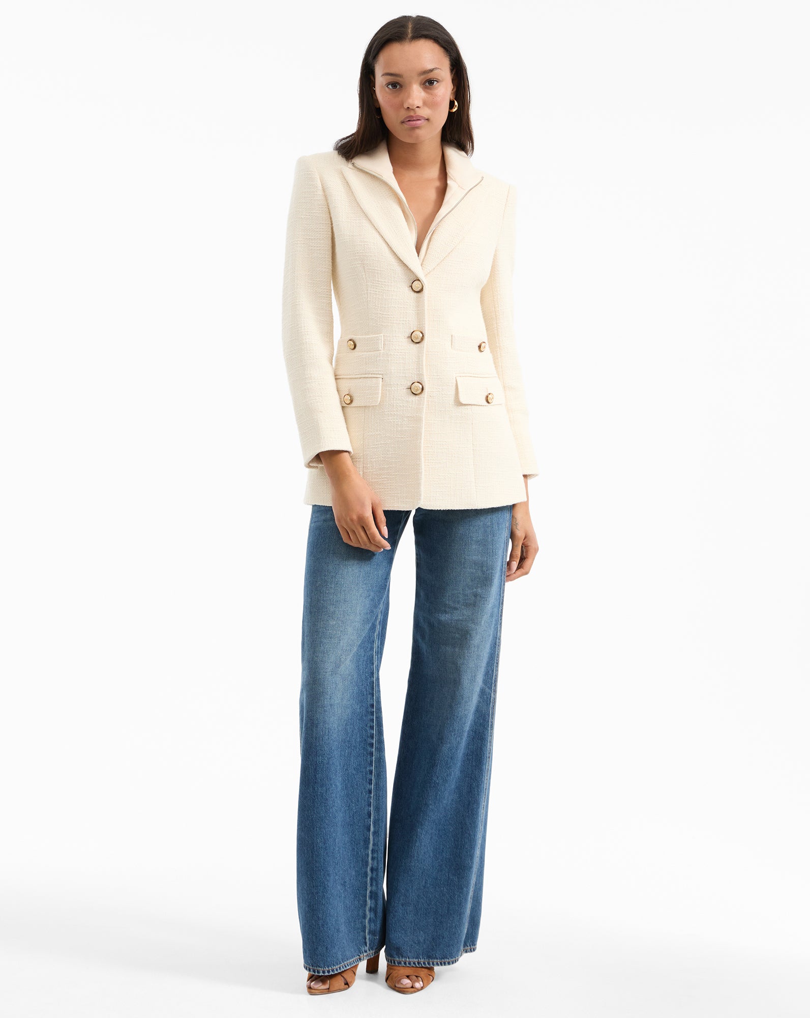 Veronica Beard Terre Cotton Dickey Jacket - Ecru