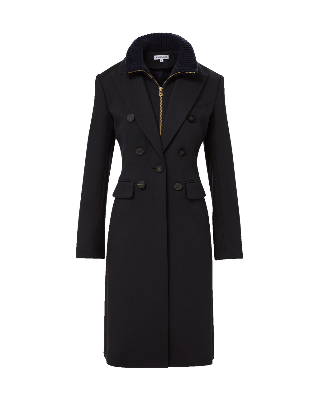 Veronica Beard Stryder Double-Breasted Dickey Coat Navy