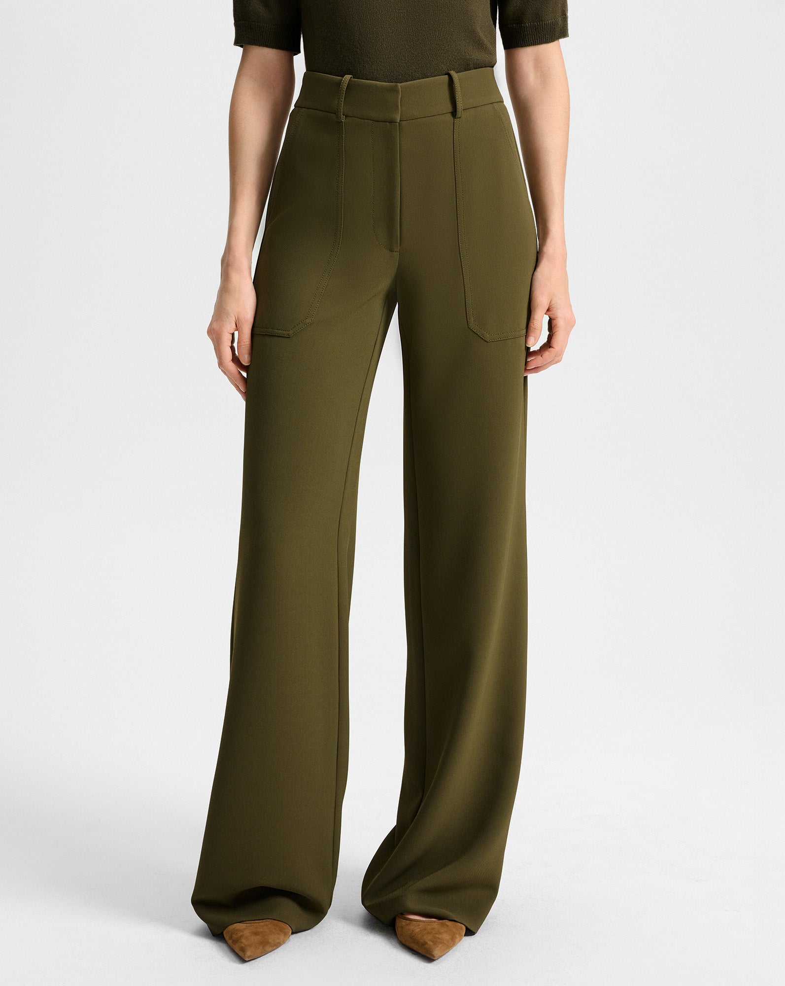 Veronica Beard Cole Wide-Leg Pant - Cypress