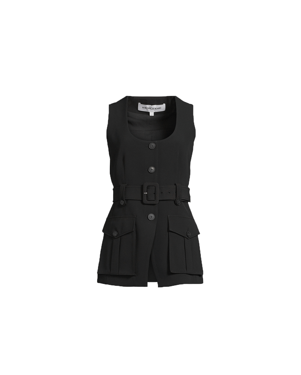 Veronica Beard Becker Belted Vest - Black