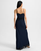 Veronica Beard Muriel Lace-Trim Maxi Dress - Navy