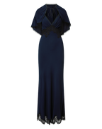 Veronica Beard Muriel Lace-Trim Maxi Dress - Navy