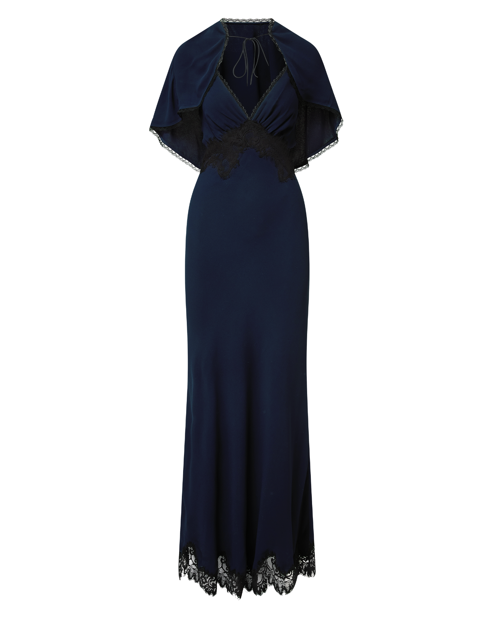 knee length dresses for ladies Veronica Beard Muriel Lace-Trim Maxi Dress | Navy