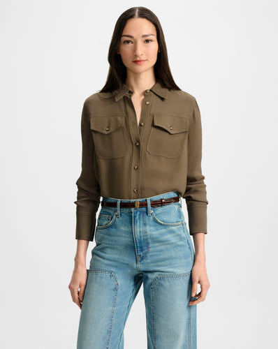 Veronica Beard Pepper Button-Down Blouse - Cypress