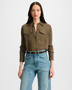 Veronica Beard Pepper Button-Down Blouse - Cypress