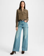 Veronica Beard Pepper Button-Down Blouse - Cypress