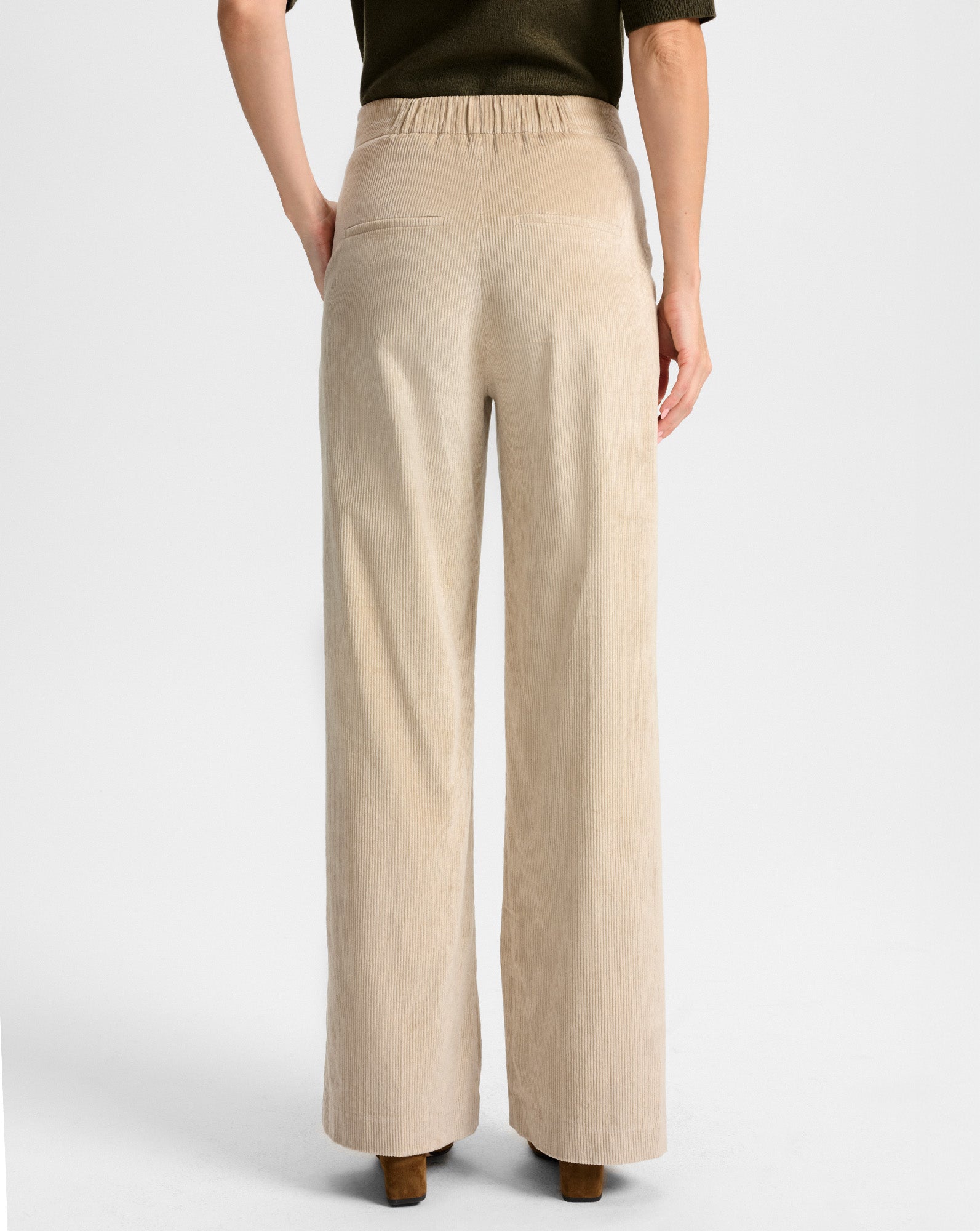 Grigore Corduroy Wide-Leg Pant in Heathered Sand Beige | Veronica