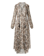 Veronica Beard Lilith Silk Maxi Dress - Dove White Multi