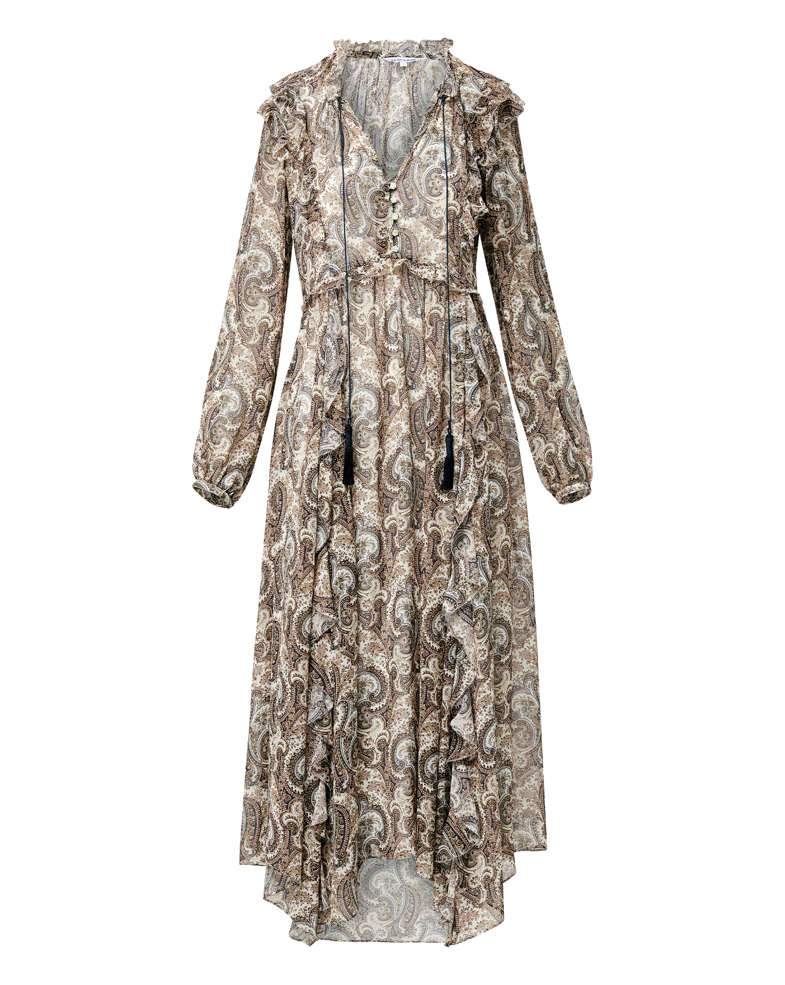 Lilith Silk Midi Dress in Dove White Multi