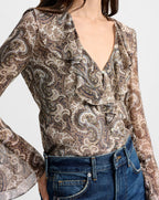 Veronica Beard Kyrie Silk Blouse - Dove White Multi