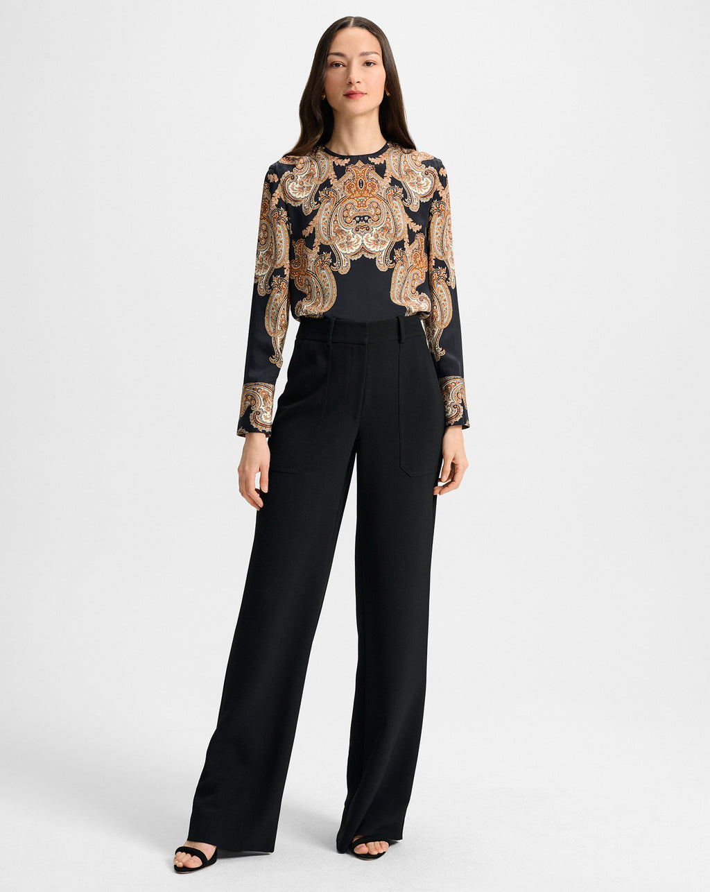 Veronica Beard Karisse Paisley Silk Blouse - Black Multi