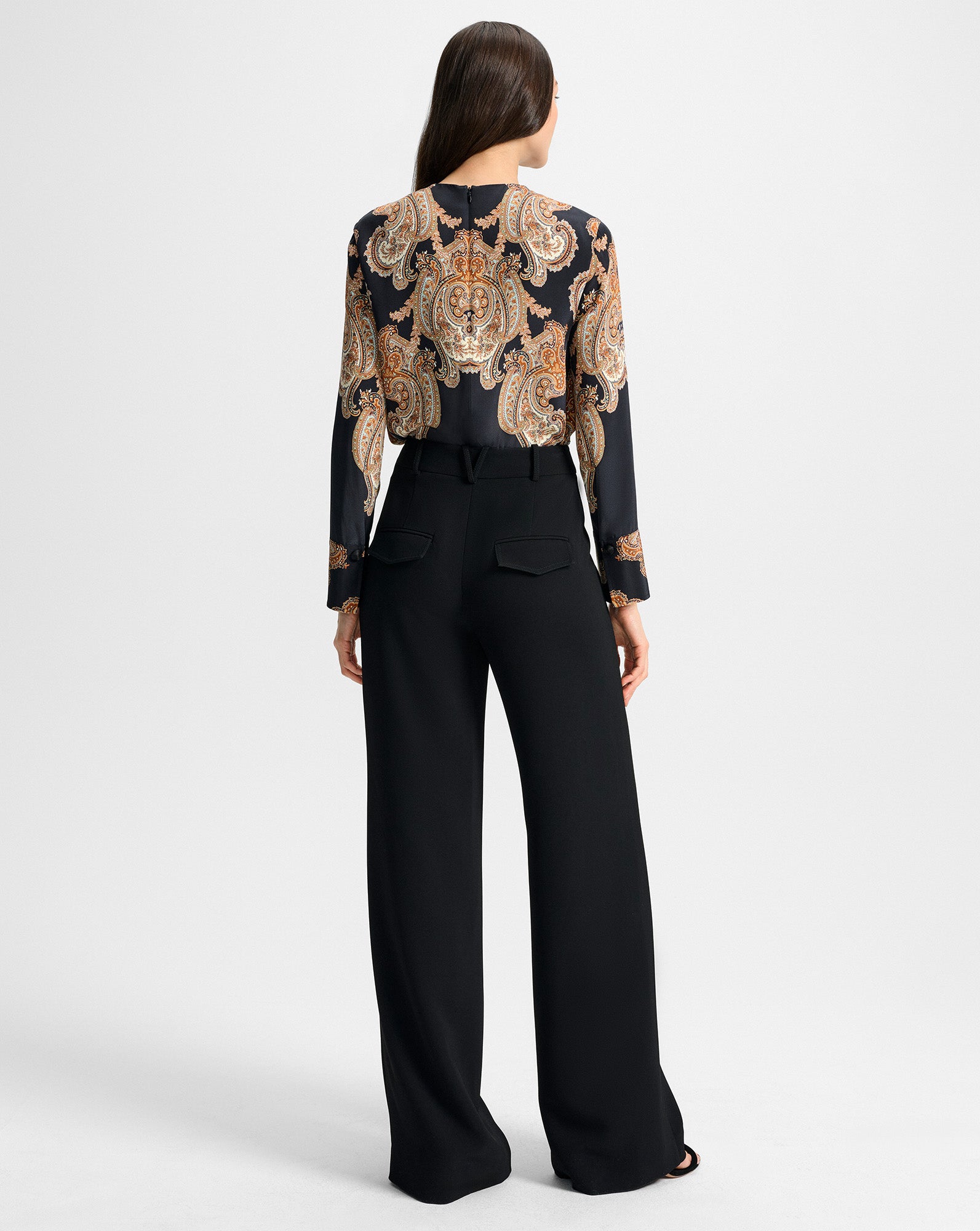 Veronica Beard Karisse Paisley Silk Blouse - Black Multi