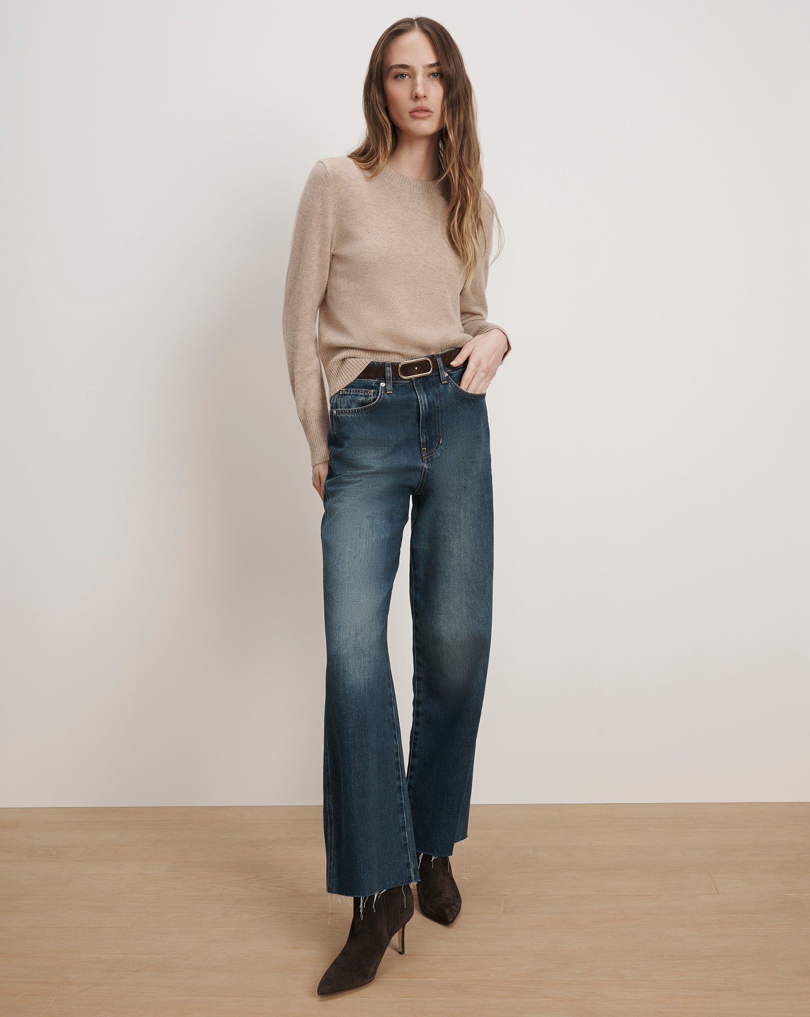 Loop Suede Belt in Dark Brown | Veronica Beard