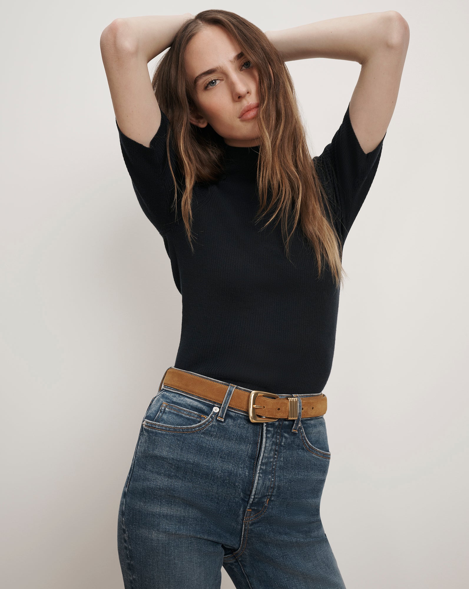 ULTERIOR ニットポロ Alastair Merino Wool Pullover in Navy | Veronica Beard