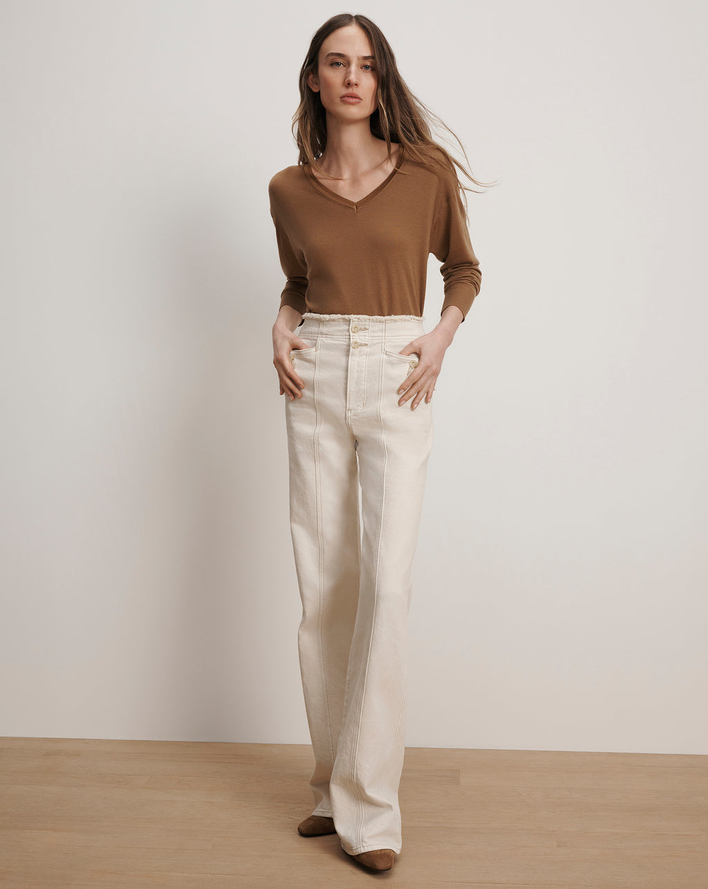 Veronica Beard Milette Merino Wool Pullover - Dark Acorn