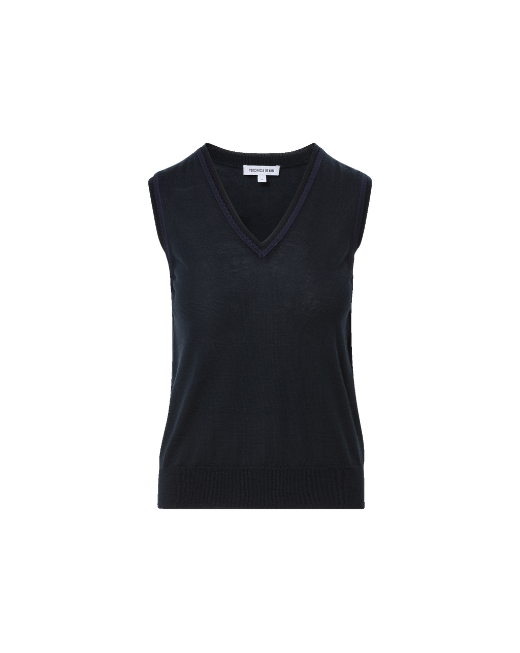Veronica Beard Milette Merino Wool Sweater Vest - Navy
