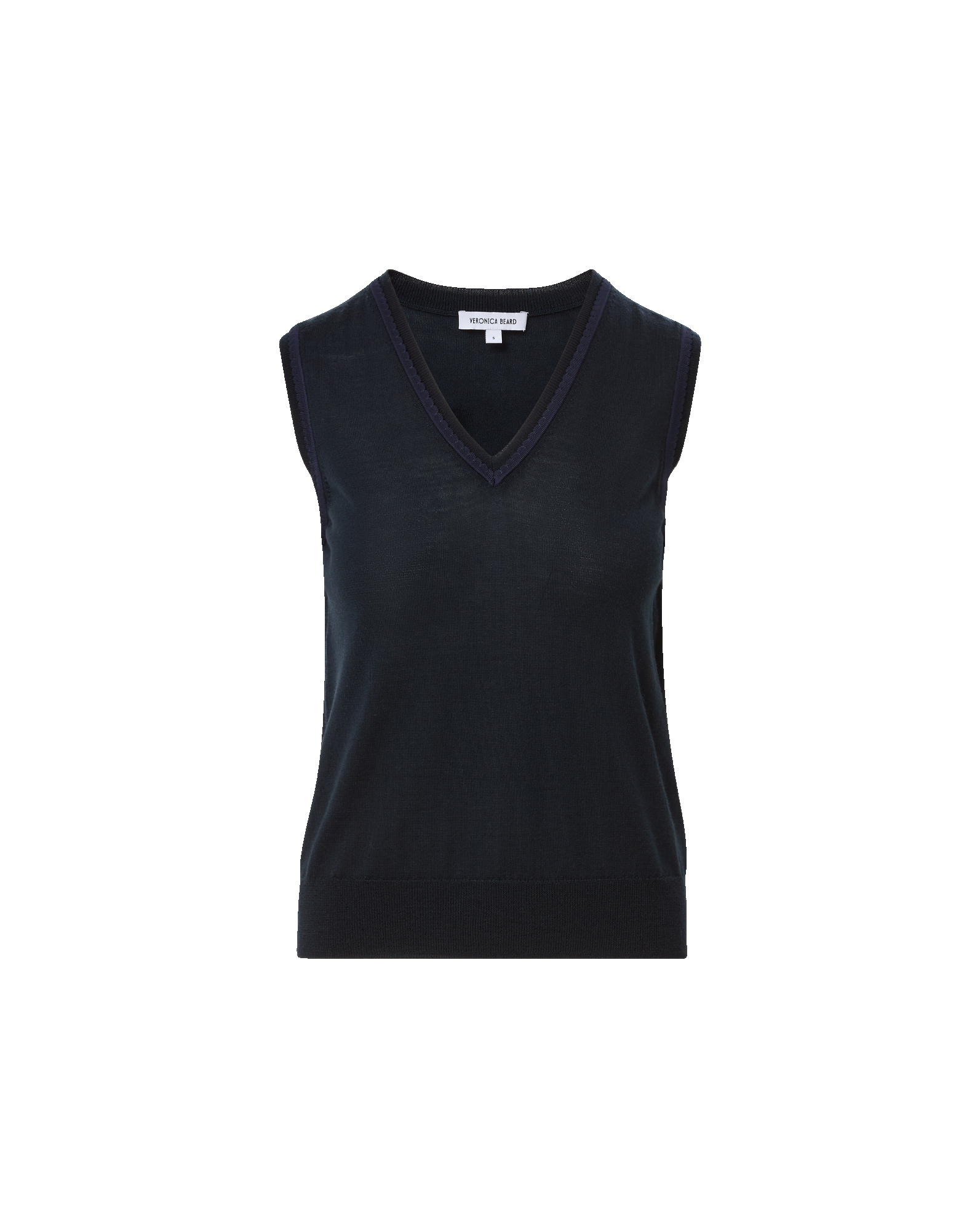Veronica Beard Milette Merino Wool Sweater Vest - Navy