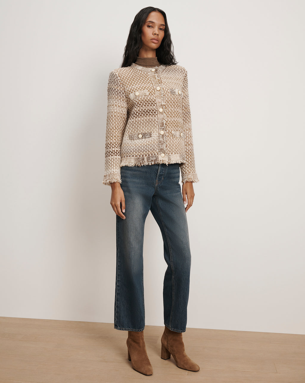 Veronica Beard Sariyah Knit Jacket - Desert Khaki Multi