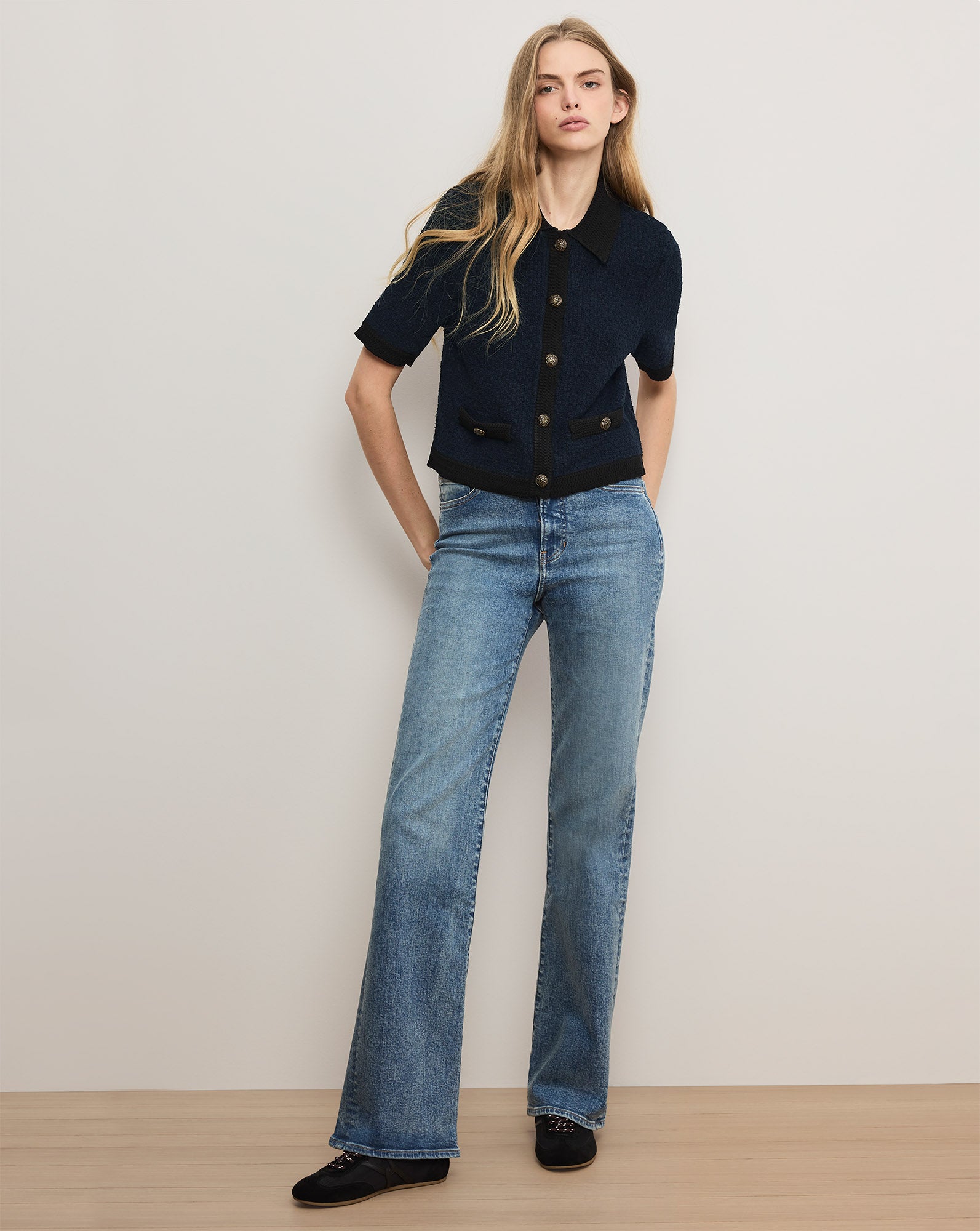 Marie Knit Cardigan in Navy | Veronica Beard