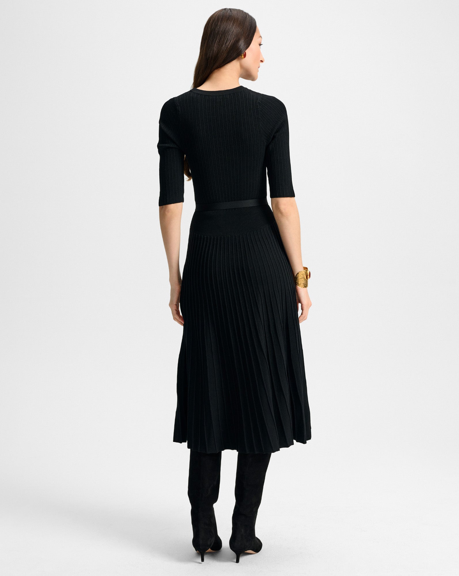Elthea Belted Midi Dress in Black | Veronica Beard