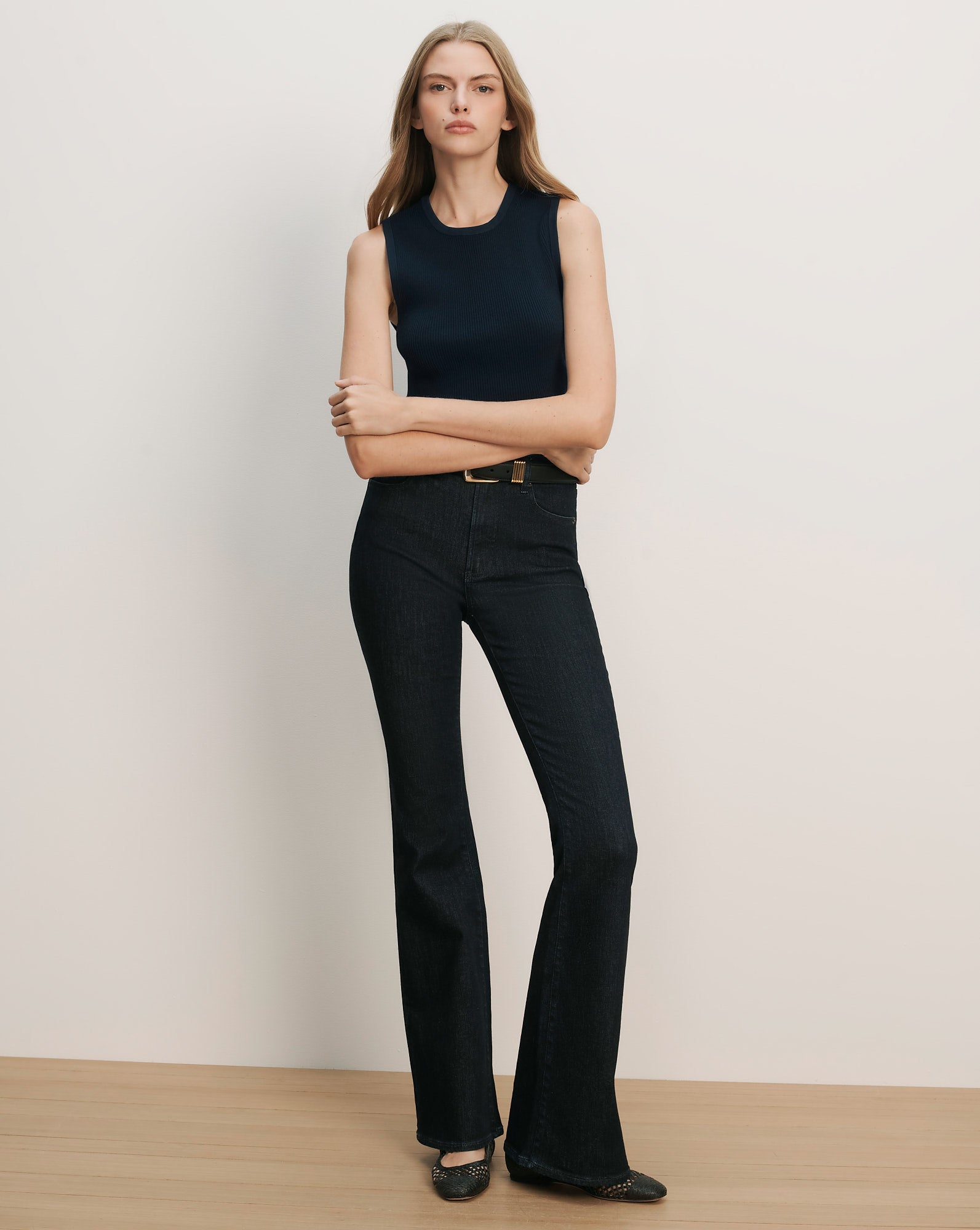 Sid Crewneck Knit Tank Top in Navy | Veronica Beard