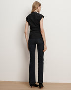 Veronica Beard Joon Tie-Neck Button-Down Blouse - Black