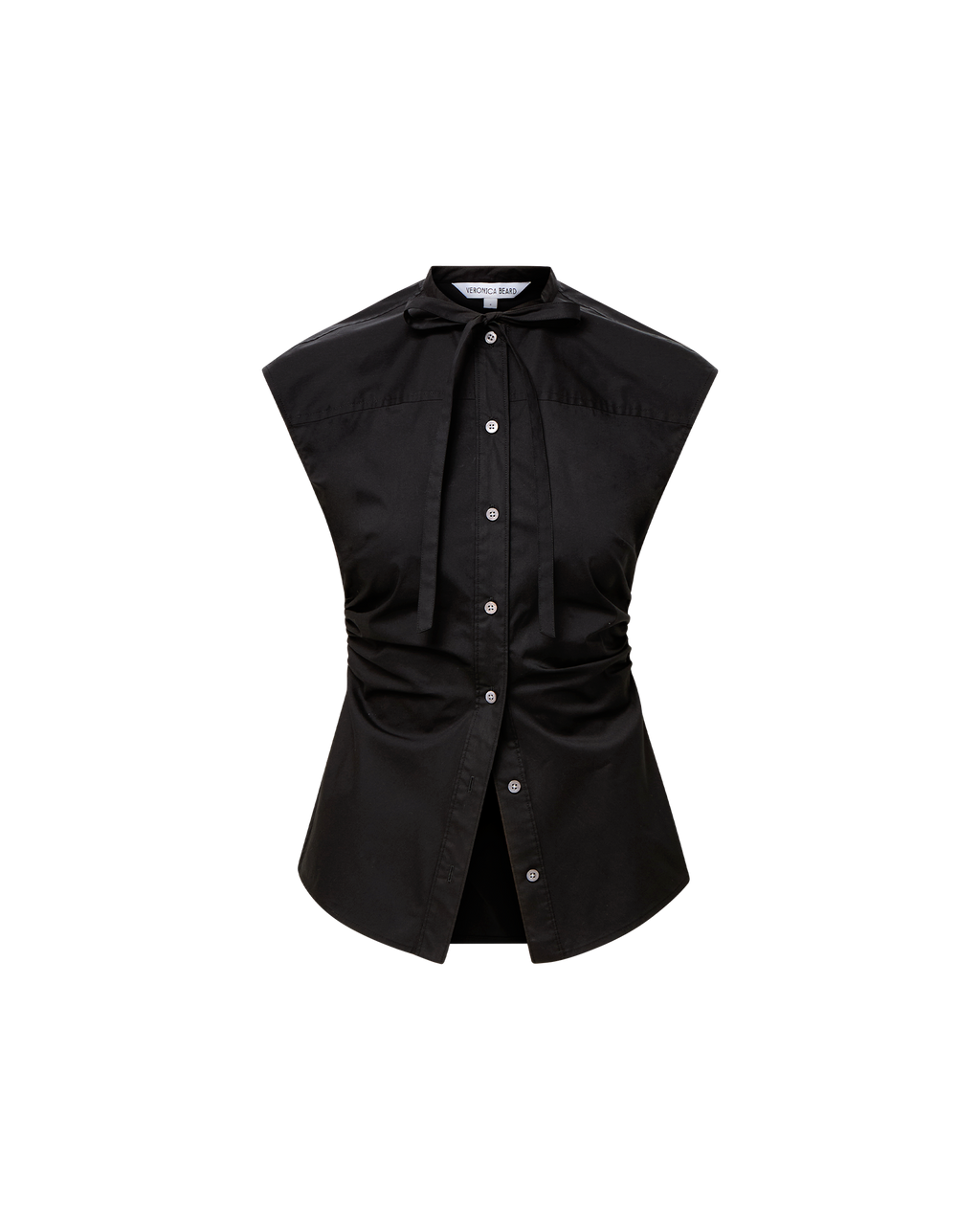 Veronica Beard Joon Tie-Neck Button-Down Blouse - Black