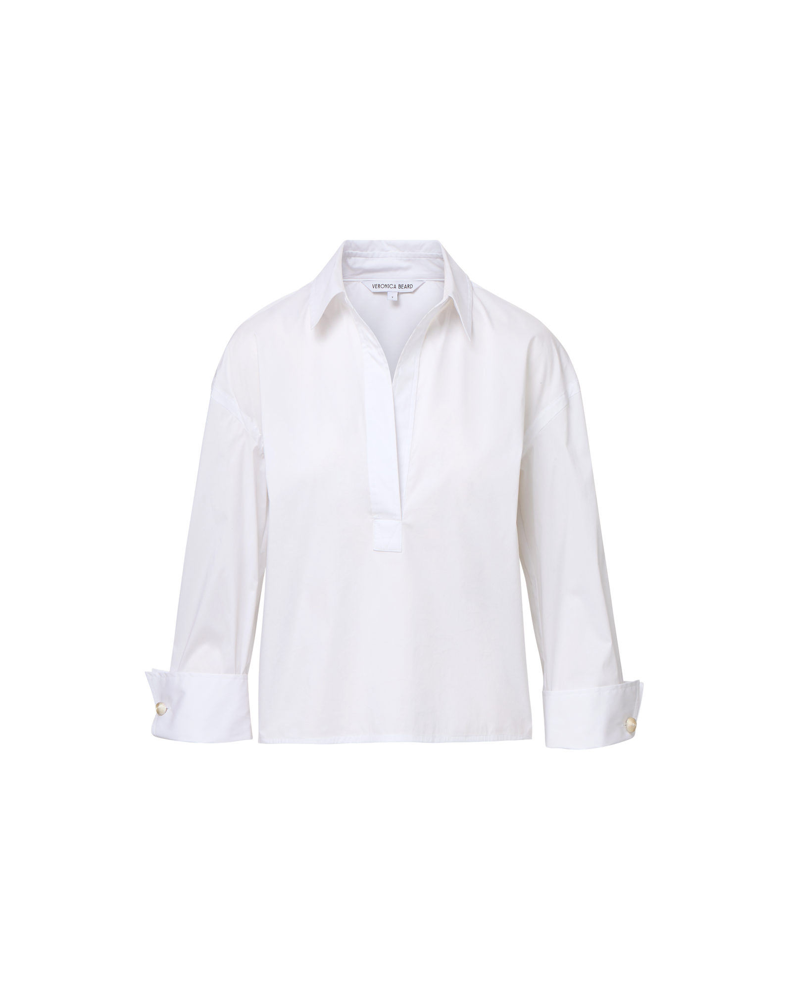 Veronica Beard Draymond Cuff-Sleeve Shirt - White