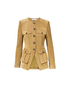 Veronica Beard Orrin Suede Jacket - Desert Khaki