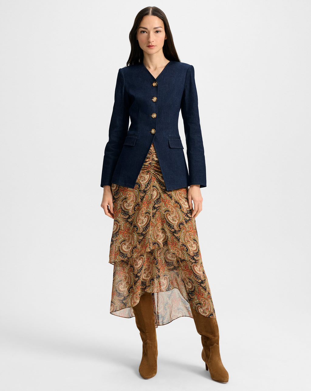 Veronica Beard Cynthia Tailored Denim Jacket - Midnight Wash