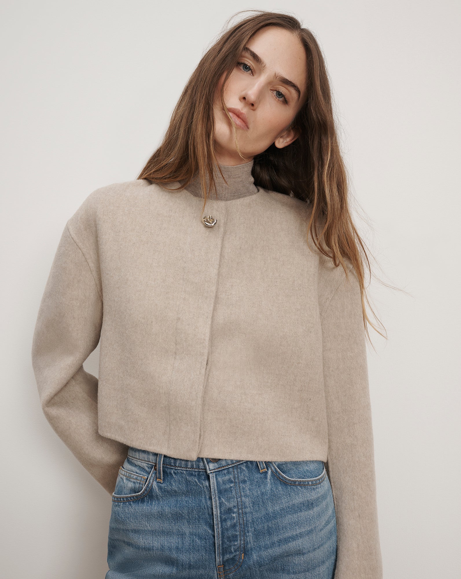 Veronica Beard Philips Cropped Jacket - Oatmeal Melange