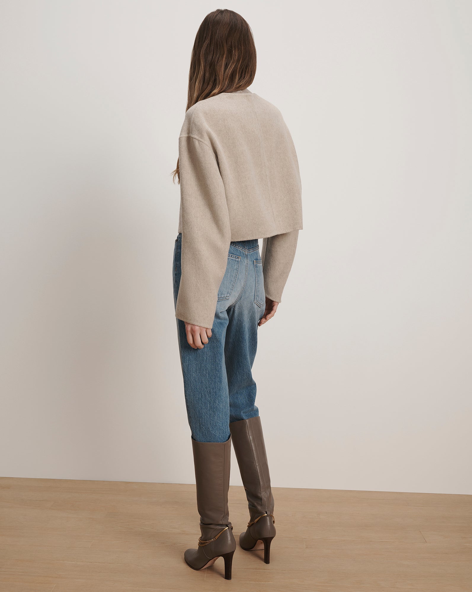 Philips Cropped Jacket in Oatmeal Melange | Veronica Beard