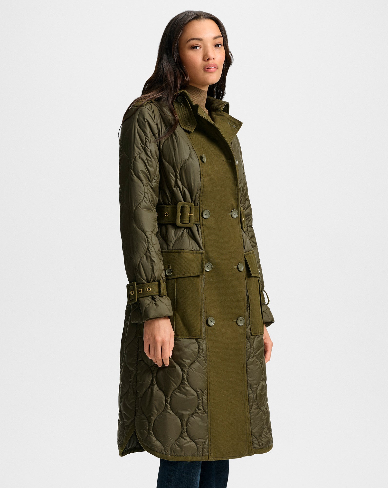 Veronica Beard Newberry Puffer Trench Coat - Cypress