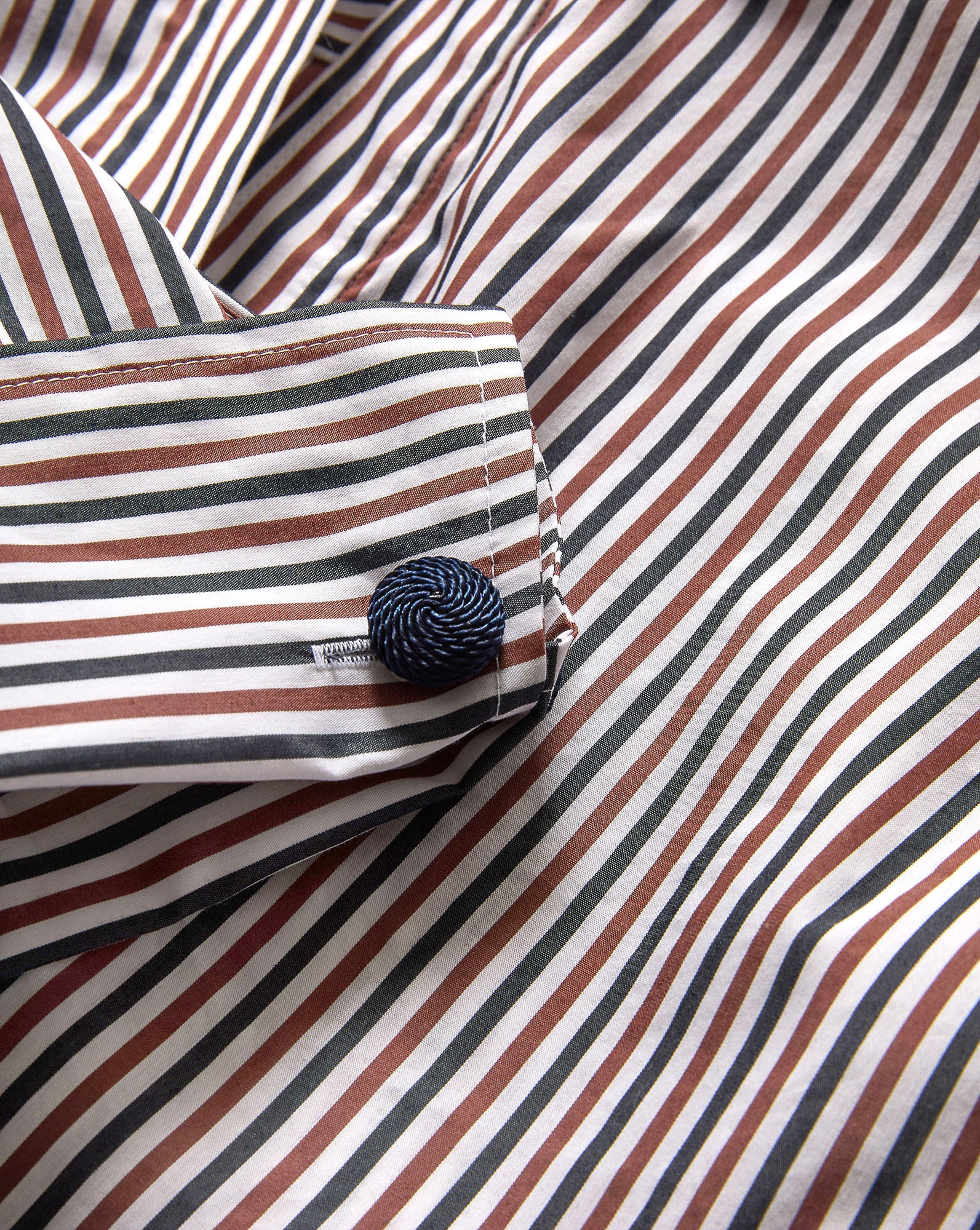 Draymond Striped Cuff-Sleeve Shirt in Navy & Red Draymond Striped Cuff-Sleeve Shirt in Navy & Red