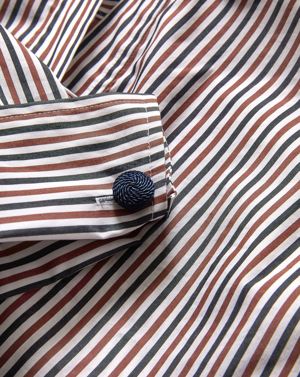 Veronica Beard Draymond Striped Cuff-Sleeve Shirt - Navy/Brandy Multi