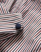 Veronica Beard Draymond Striped Cuff-Sleeve Shirt - Navy/Brandy Multi