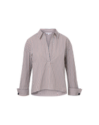 Veronica Beard Draymond Striped Cuff-Sleeve Shirt - Navy/Brandy Multi