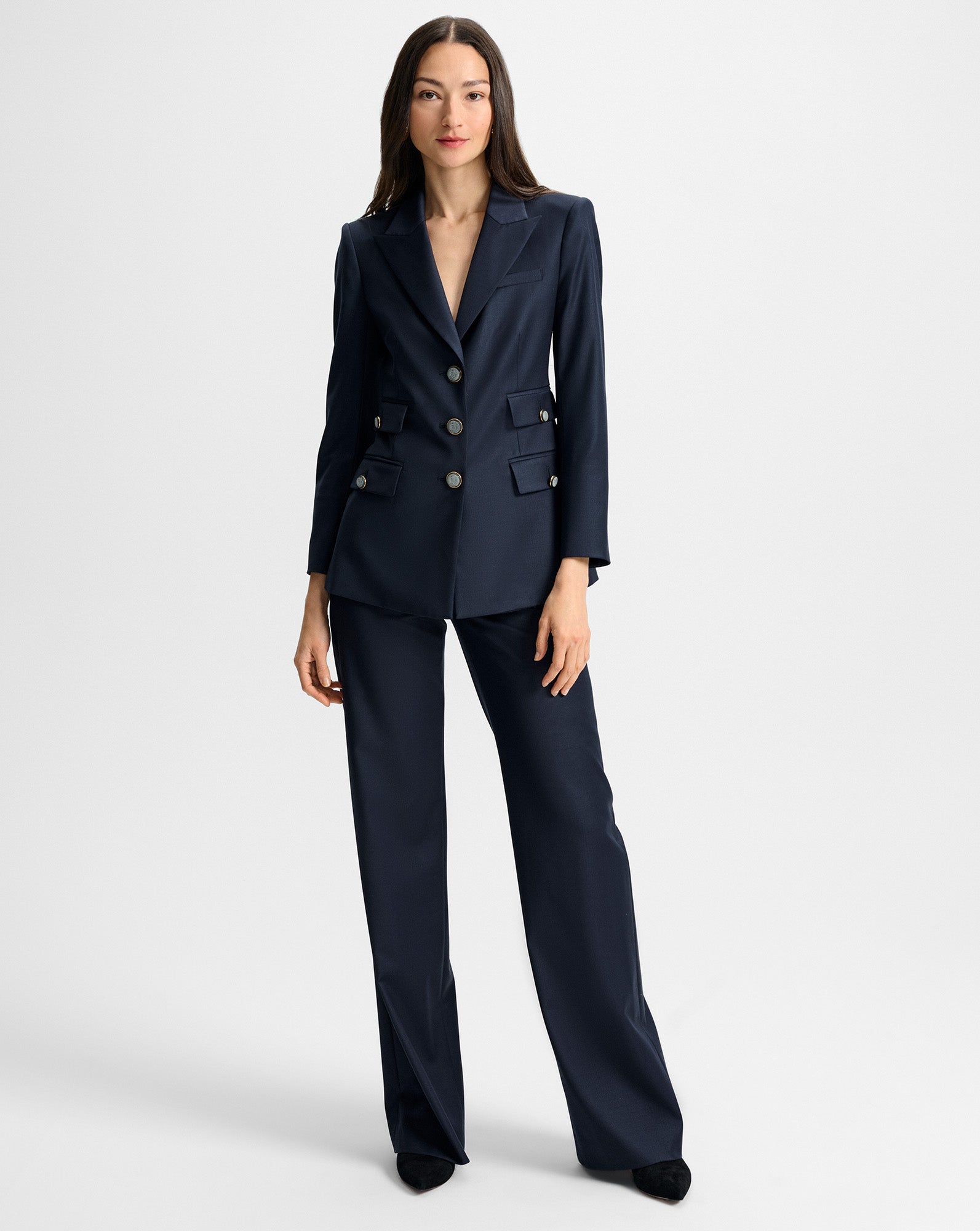 Veronica Beard Eaton Wide-Leg Pant - Navy