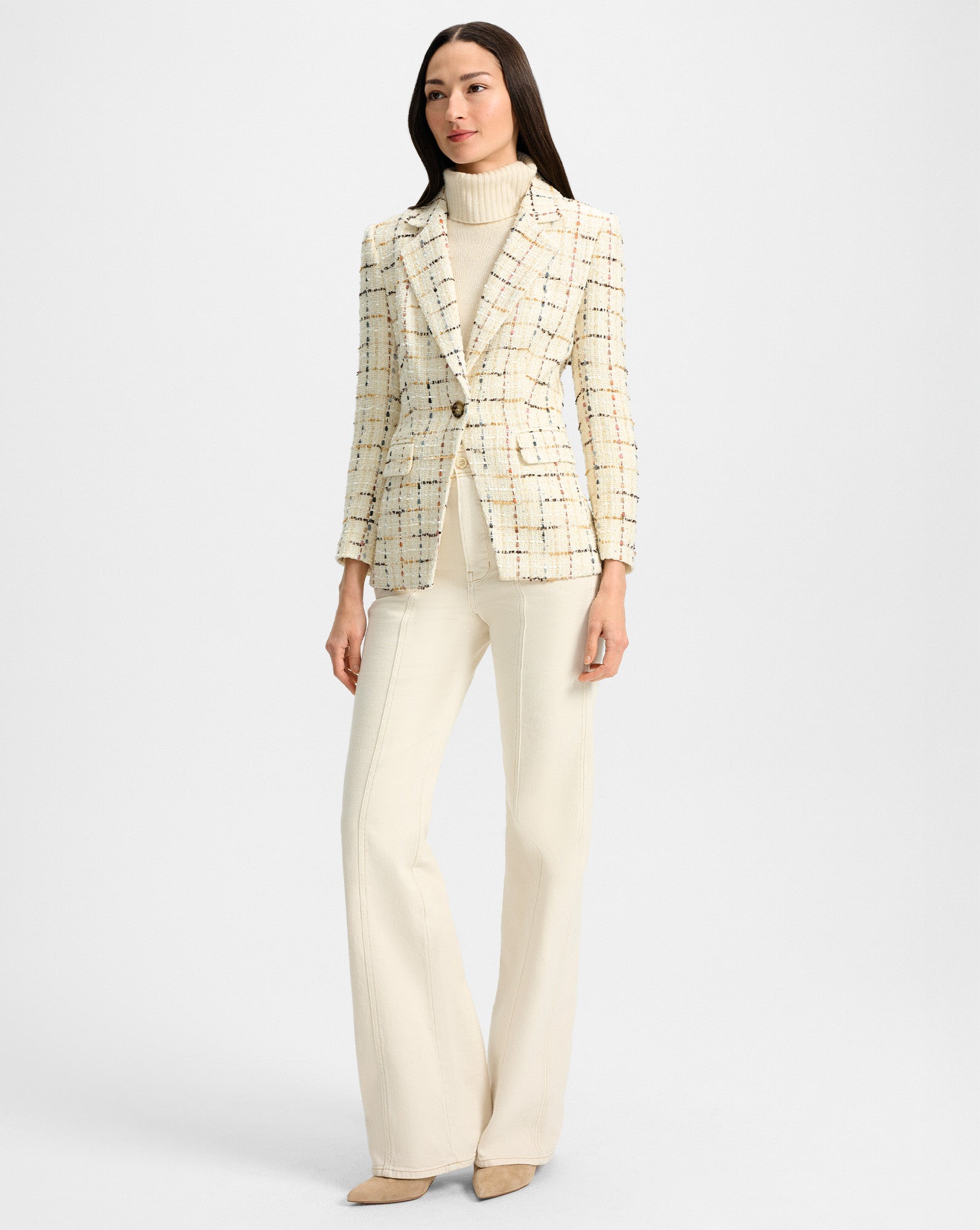 Healy Tweed Dickey Jacket in Ecru Multi | Veronica Beard